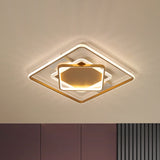 Metallic Geometric Flush Ceiling Light Modern LED Gold Ceiling Mounted Fixture in Warm/White Light Clearhalo 'Ceiling Lights' 'Close To Ceiling Lights' 'Close to ceiling' 'Flush mount' Lighting' 1712337