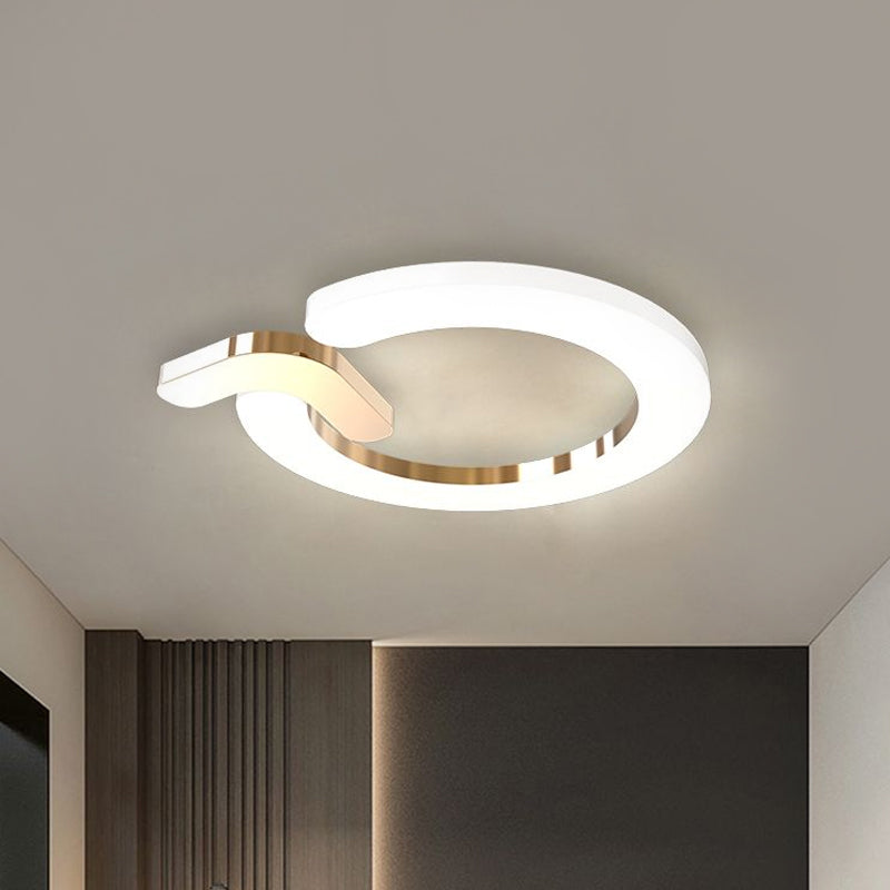 Simple Circle Flush Light Fixture Metallic 16"/23.5" W LED Bedroom Close to Ceiling Lamp in Gold Gold Clearhalo 'Ceiling Lights' 'Close To Ceiling Lights' 'Close to ceiling' 'Flush mount' Lighting' 1712354