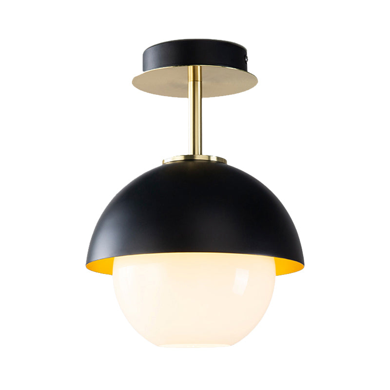 Glass Orb Semi Flush Mount Light with Domed Shade Bathroom 1 Light Modern Ceiling Lamp in Black Clearhalo 'Ceiling Lights' 'Close To Ceiling Lights' 'Close to ceiling' 'Glass shade' 'Glass' 'Semi-flushmount' Lighting' 171236