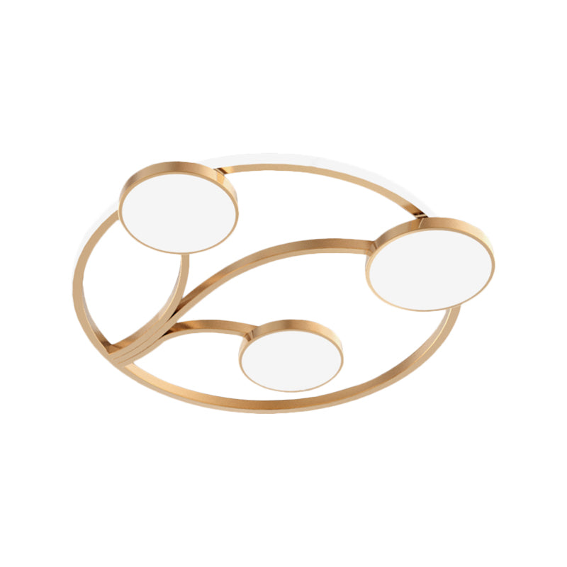 Metal Circular Flush Light Modernity 19.5"/27" W LED Close to Ceiling Lighting in Gold with Branch Design Clearhalo 'Ceiling Lights' 'Close To Ceiling Lights' 'Close to ceiling' 'Flush mount' Lighting' 1712361