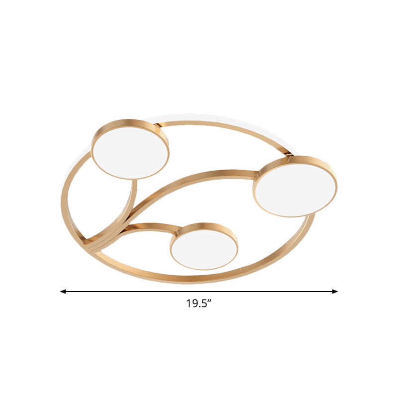 Metal Circular Flush Light Modernity 19.5"/27" W LED Close to Ceiling Lighting in Gold with Branch Design Clearhalo 'Ceiling Lights' 'Close To Ceiling Lights' 'Close to ceiling' 'Flush mount' Lighting' 1712362