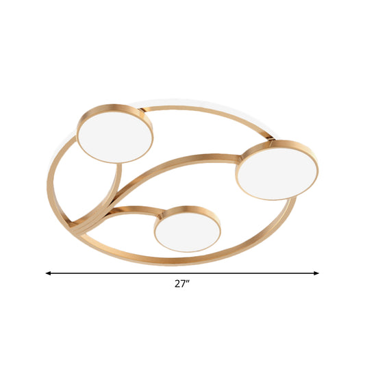 Metal Circular Flush Light Modernity 19.5"/27" W LED Close to Ceiling Lighting in Gold with Branch Design Clearhalo 'Ceiling Lights' 'Close To Ceiling Lights' 'Close to ceiling' 'Flush mount' Lighting' 1712363