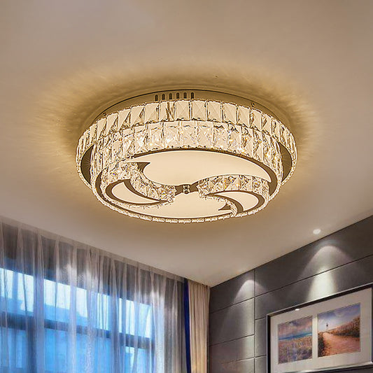 Leaf/Moon/Sun Ceiling Lighting Modernist Beveled Crystal Sleeping Room LED Flush Mount Lamp in Chrome Clearhalo 'Ceiling Lights' 'Close To Ceiling Lights' 'Close to ceiling' 'Flush mount' Lighting' 1712365