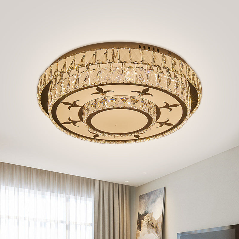 Leaf/Moon/Sun Ceiling Lighting Modernist Beveled Crystal Sleeping Room LED Flush Mount Lamp in Chrome Chrome Sun Clearhalo 'Ceiling Lights' 'Close To Ceiling Lights' 'Close to ceiling' 'Flush mount' Lighting' 1712368