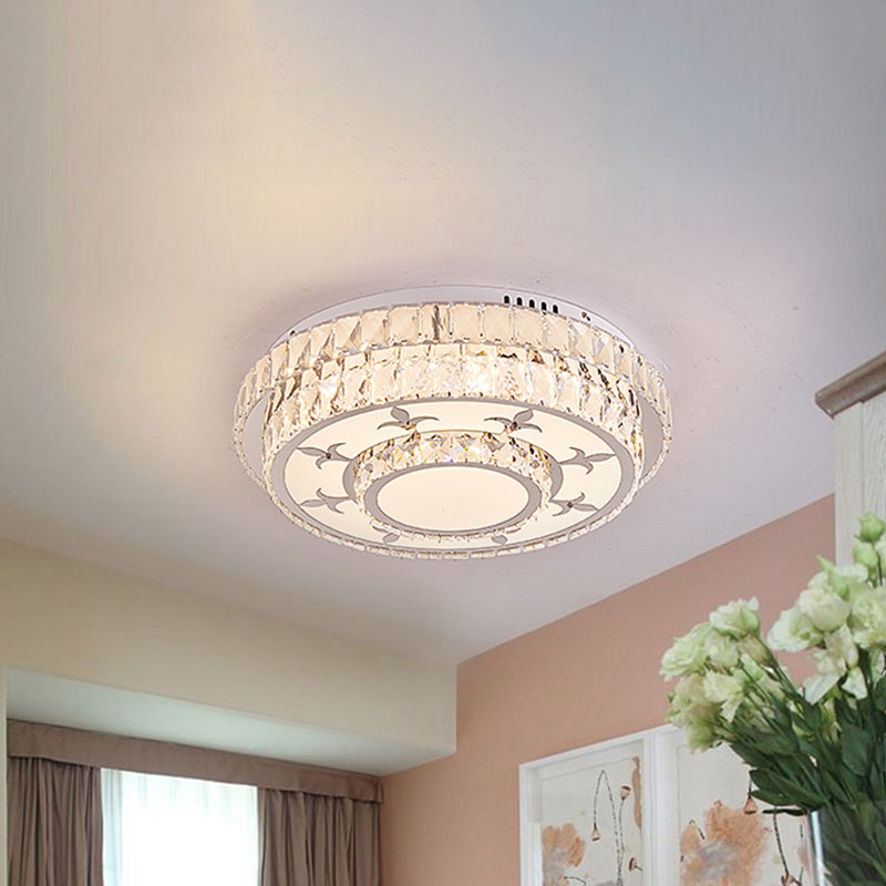 Leaf/Moon/Sun Ceiling Lighting Modernist Beveled Crystal Sleeping Room LED Flush Mount Lamp in Chrome Clearhalo 'Ceiling Lights' 'Close To Ceiling Lights' 'Close to ceiling' 'Flush mount' Lighting' 1712369