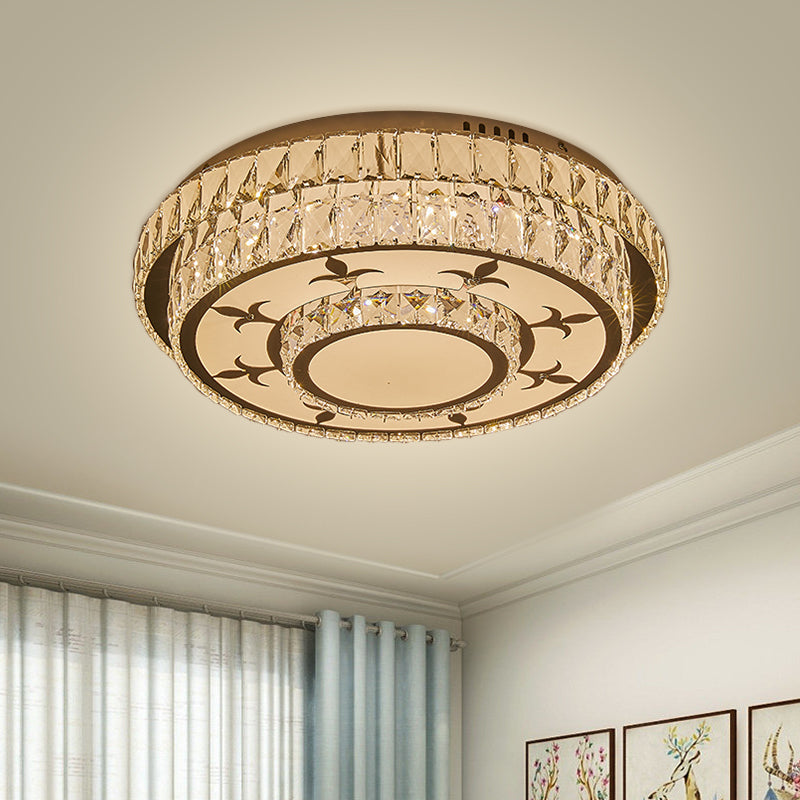 Leaf/Moon/Sun Ceiling Lighting Modernist Beveled Crystal Sleeping Room LED Flush Mount Lamp in Chrome Clearhalo 'Ceiling Lights' 'Close To Ceiling Lights' 'Close to ceiling' 'Flush mount' Lighting' 1712370