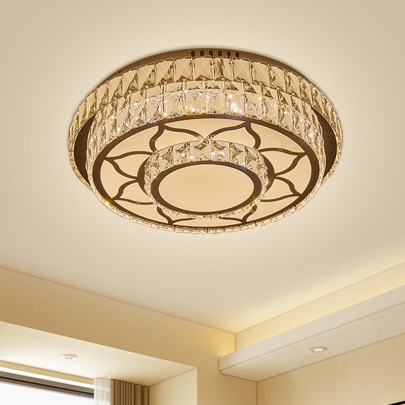 Leaf/Moon/Sun Ceiling Lighting Modernist Beveled Crystal Sleeping Room LED Flush Mount Lamp in Chrome Chrome Leaf Clearhalo 'Ceiling Lights' 'Close To Ceiling Lights' 'Close to ceiling' 'Flush mount' Lighting' 1712373