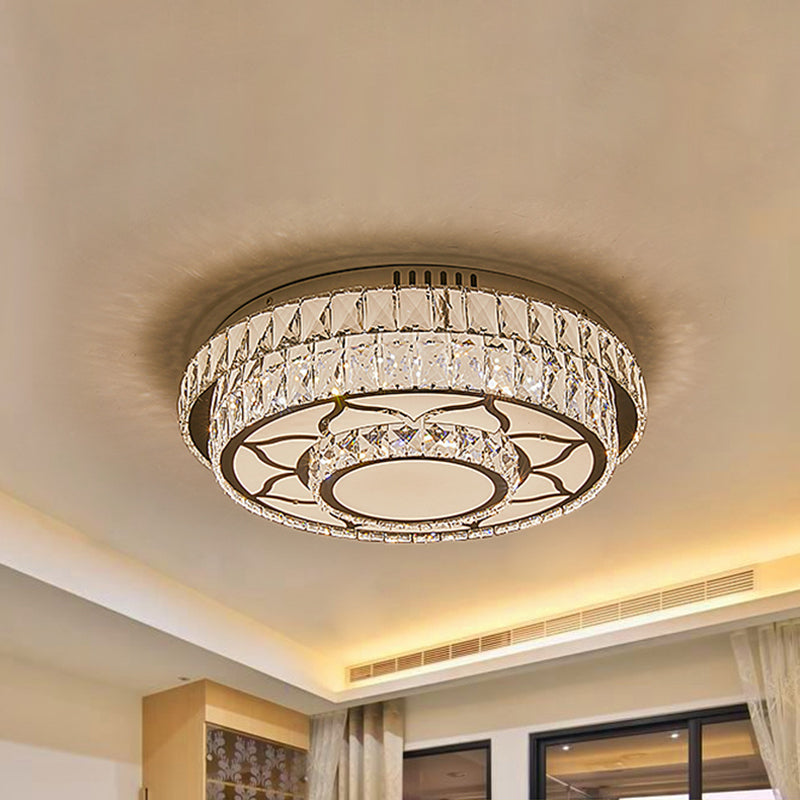 Leaf/Moon/Sun Ceiling Lighting Modernist Beveled Crystal Sleeping Room LED Flush Mount Lamp in Chrome Clearhalo 'Ceiling Lights' 'Close To Ceiling Lights' 'Close to ceiling' 'Flush mount' Lighting' 1712374