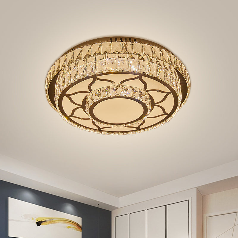 Leaf/Moon/Sun Ceiling Lighting Modernist Beveled Crystal Sleeping Room LED Flush Mount Lamp in Chrome Clearhalo 'Ceiling Lights' 'Close To Ceiling Lights' 'Close to ceiling' 'Flush mount' Lighting' 1712375