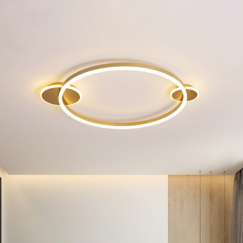 Gold Halo Ring Flush Mount Lighting Modernism LED Metallic Flushmount Ceiling Lamp in White/Warm Light, 16"/19.5" Dia Gold Clearhalo 'Ceiling Lights' 'Close To Ceiling Lights' 'Close to ceiling' 'Flush mount' Lighting' 1712433