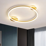 Gold Halo Ring Flush Mount Lighting Modernism LED Metallic Flushmount Ceiling Lamp in White/Warm Light, 16"/19.5" Dia Clearhalo 'Ceiling Lights' 'Close To Ceiling Lights' 'Close to ceiling' 'Flush mount' Lighting' 1712434