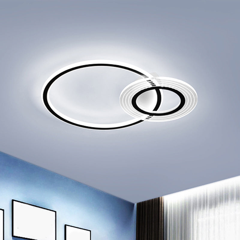 18.5"/21.5" W Circular Ceiling Flush Modernist Metallic LED Bedroom Flush Mounted Lamp in Black/Black-Gold Clearhalo 'Ceiling Lights' 'Close To Ceiling Lights' 'Close to ceiling' 'Flush mount' Lighting' 1712439