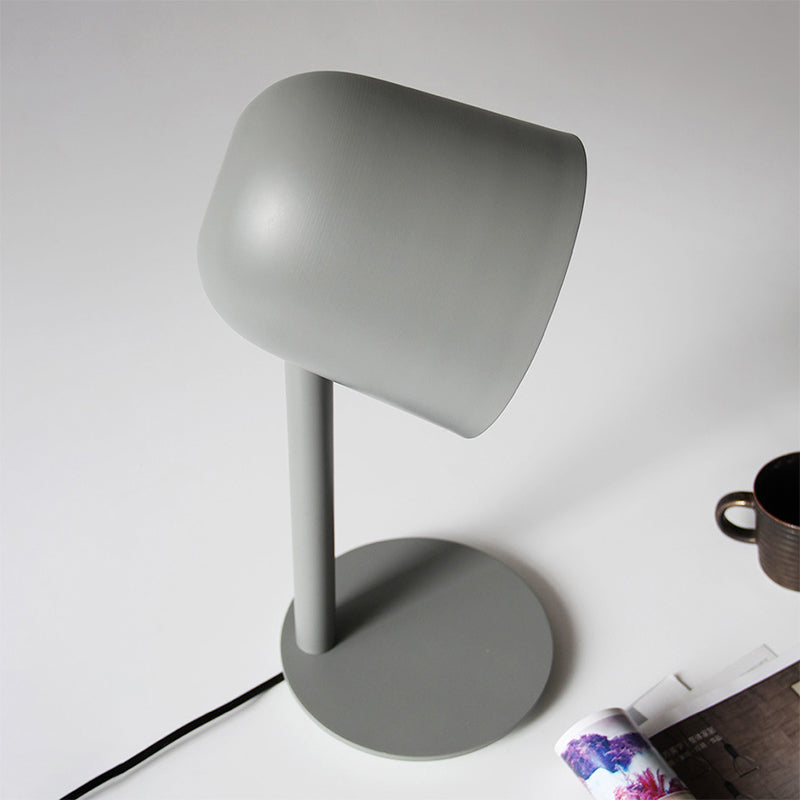 1 Light Study Room Desk Lamp with Dome Metallic Shade Macaron Style Gray/White Desk Lighting Grey Clearhalo 'Lamps' 'Table Lamps' Lighting' 171244