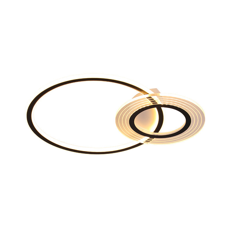 18.5"/21.5" W Circular Ceiling Flush Modernist Metallic LED Bedroom Flush Mounted Lamp in Black/Black-Gold Clearhalo 'Ceiling Lights' 'Close To Ceiling Lights' 'Close to ceiling' 'Flush mount' Lighting' 1712440