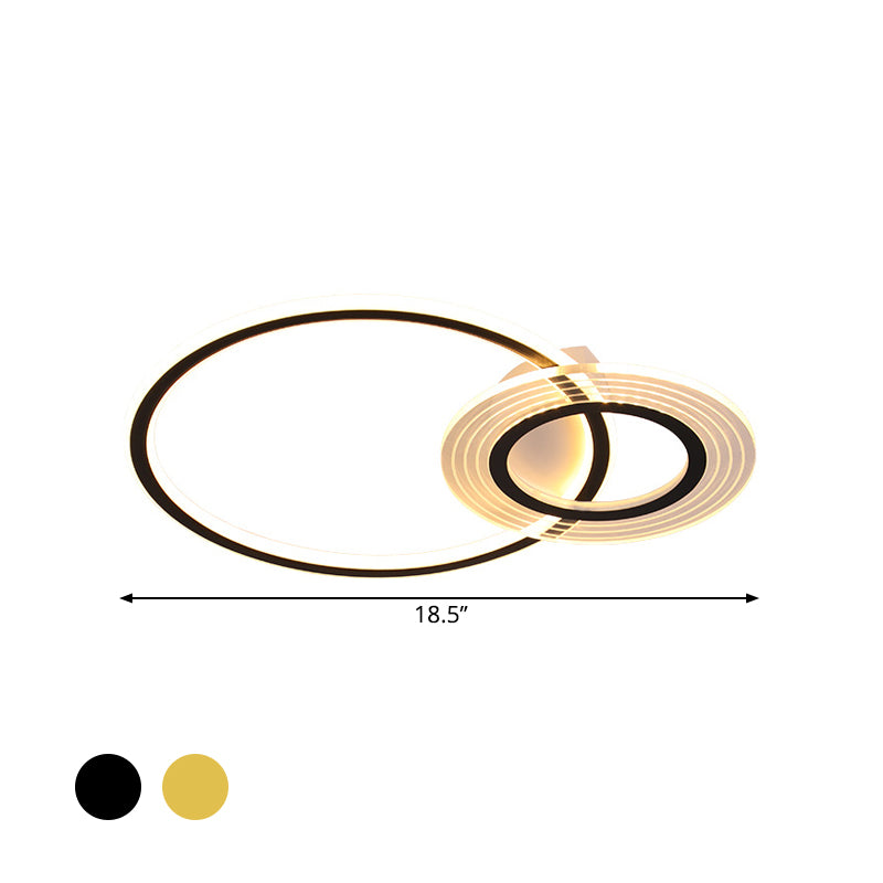 18.5"/21.5" W Circular Ceiling Flush Modernist Metallic LED Bedroom Flush Mounted Lamp in Black/Black-Gold Clearhalo 'Ceiling Lights' 'Close To Ceiling Lights' 'Close to ceiling' 'Flush mount' Lighting' 1712441