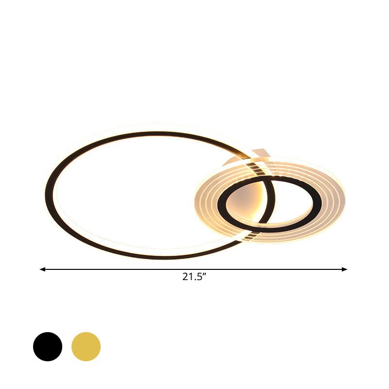 18.5"/21.5" W Circular Ceiling Flush Modernist Metallic LED Bedroom Flush Mounted Lamp in Black/Black-Gold Clearhalo 'Ceiling Lights' 'Close To Ceiling Lights' 'Close to ceiling' 'Flush mount' Lighting' 1712442