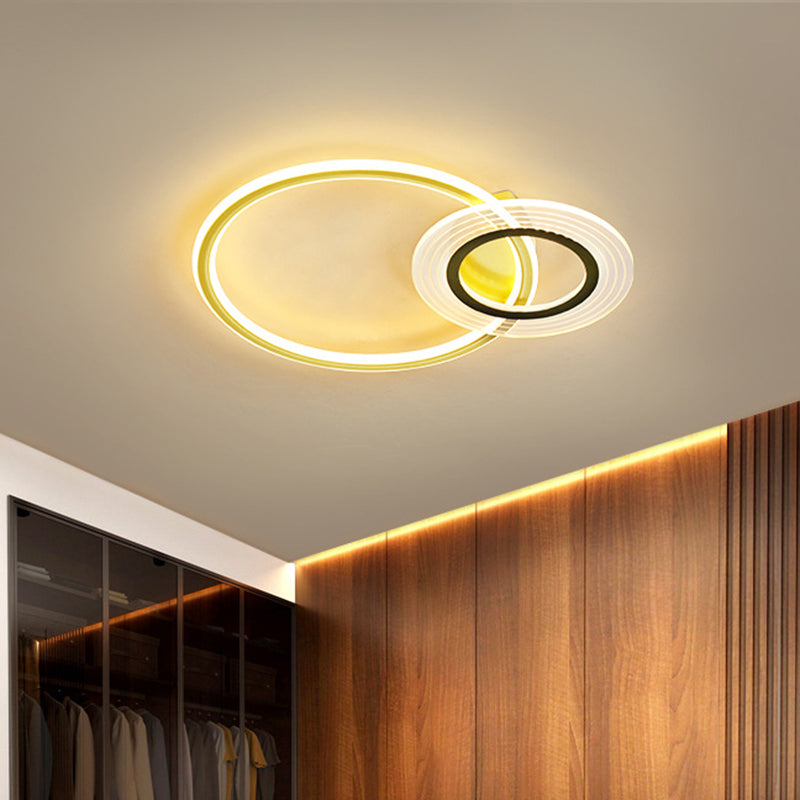 18.5"/21.5" W Circular Ceiling Flush Modernist Metallic LED Bedroom Flush Mounted Lamp in Black/Black-Gold Clearhalo 'Ceiling Lights' 'Close To Ceiling Lights' 'Close to ceiling' 'Flush mount' Lighting' 1712444