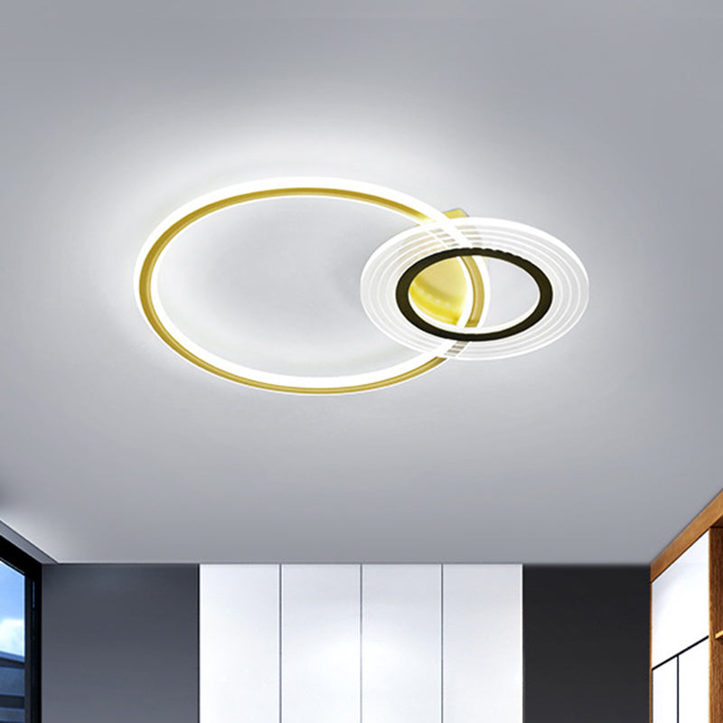 18.5"/21.5" W Circular Ceiling Flush Modernist Metallic LED Bedroom Flush Mounted Lamp in Black/Black-Gold Clearhalo 'Ceiling Lights' 'Close To Ceiling Lights' 'Close to ceiling' 'Flush mount' Lighting' 1712445