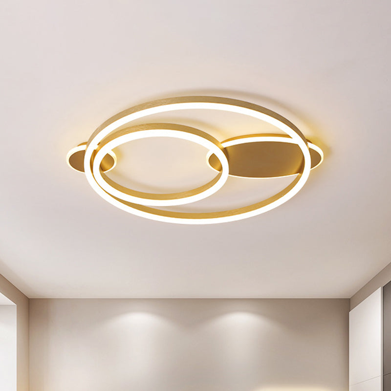 16"/19.5" Wide LED Bedroom Flush Mount Lighting Contemporary Gold Flush Light Fixture with Ring Acrylic Shade in Warm/White Light Gold Clearhalo 'Ceiling Lights' 'Close To Ceiling Lights' 'Close to ceiling' 'Flush mount' Lighting' 1712456