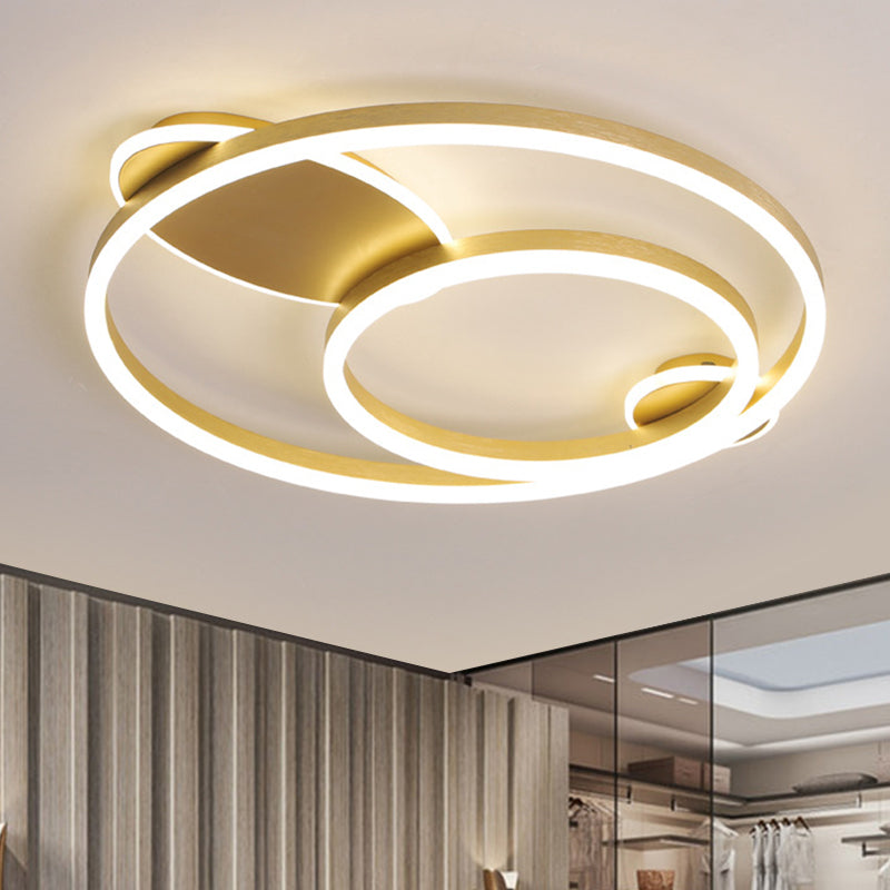 16"/19.5" Wide LED Bedroom Flush Mount Lighting Contemporary Gold Flush Light Fixture with Ring Acrylic Shade in Warm/White Light Clearhalo 'Ceiling Lights' 'Close To Ceiling Lights' 'Close to ceiling' 'Flush mount' Lighting' 1712457