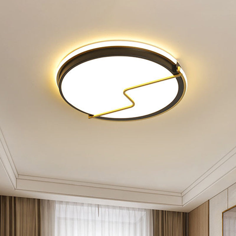 Rounded Bedroom Flush Ceiling Light Acrylic 16"/19.5" W LED Modernist Flush Mount Lamp in Black, Warm/White Light Black Clearhalo 'Ceiling Lights' 'Close To Ceiling Lights' 'Close to ceiling' 'Flush mount' Lighting' 1712466