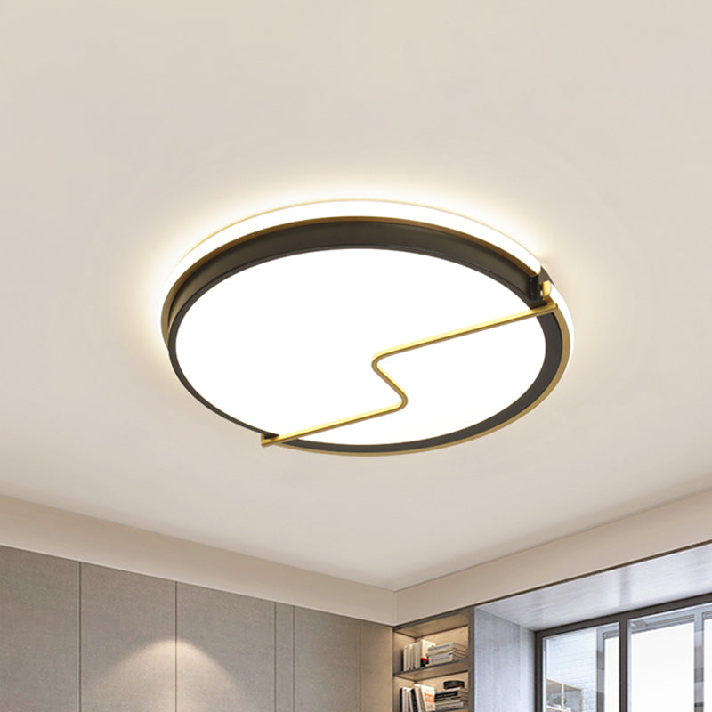 Rounded Bedroom Flush Ceiling Light Acrylic 16"/19.5" W LED Modernist Flush Mount Lamp in Black, Warm/White Light Clearhalo 'Ceiling Lights' 'Close To Ceiling Lights' 'Close to ceiling' 'Flush mount' Lighting' 1712467