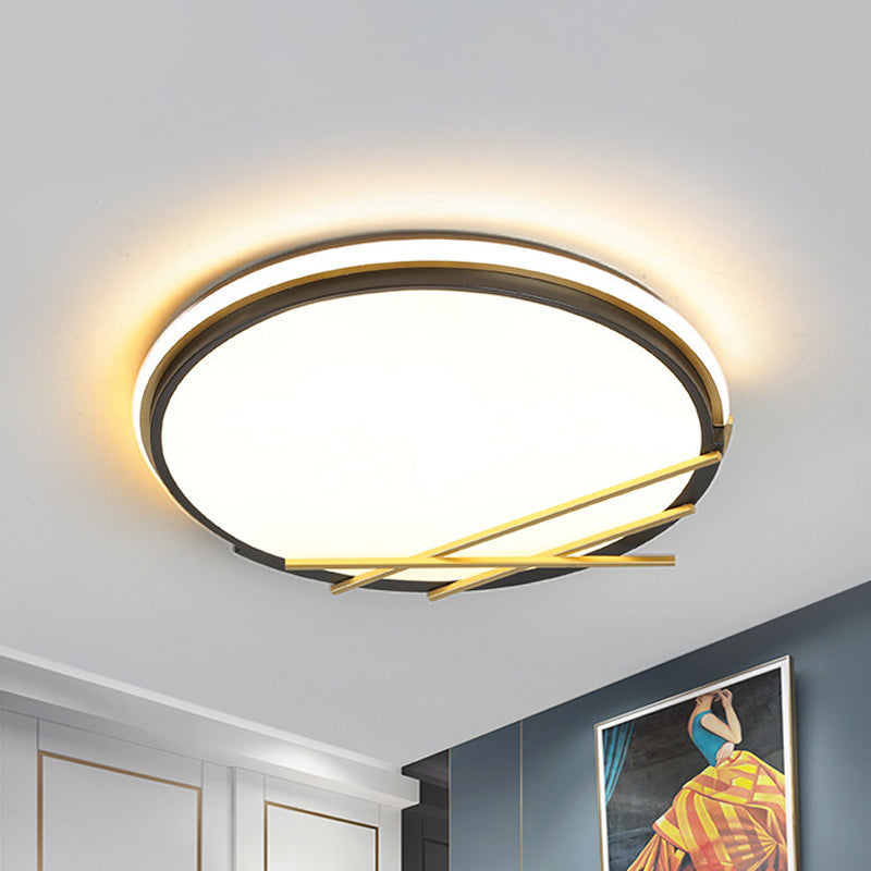 16"/19.5" W Acrylic Round Flush Light Fixture Nordic LED Flushmount Lighting in Black, Warm/White Light Black Clearhalo 'Ceiling Lights' 'Close To Ceiling Lights' 'Close to ceiling' 'Flush mount' Lighting' 1712471