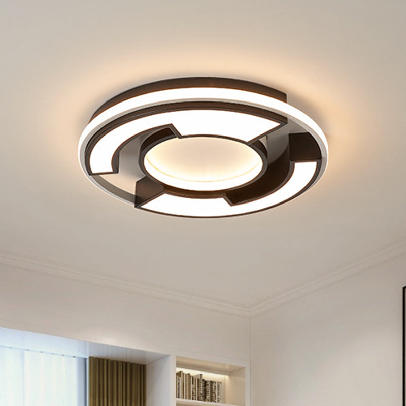 Black/White Circular Flush Mount Light Modern LED Acrylic Ceiling Mounted Fixture, 19"/22" Width Clearhalo 'Ceiling Lights' 'Close To Ceiling Lights' 'Close to ceiling' 'Flush mount' Lighting' 1712477