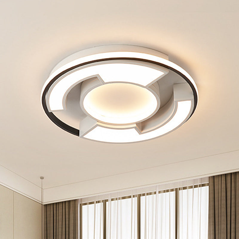 Black/White Circular Flush Mount Light Modern LED Acrylic Ceiling Mounted Fixture, 19"/22" Width White Clearhalo 'Ceiling Lights' 'Close To Ceiling Lights' 'Close to ceiling' 'Flush mount' Lighting' 1712481