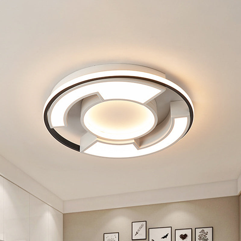 Black/White Circular Flush Mount Light Modern LED Acrylic Ceiling Mounted Fixture, 19"/22" Width Clearhalo 'Ceiling Lights' 'Close To Ceiling Lights' 'Close to ceiling' 'Flush mount' Lighting' 1712482