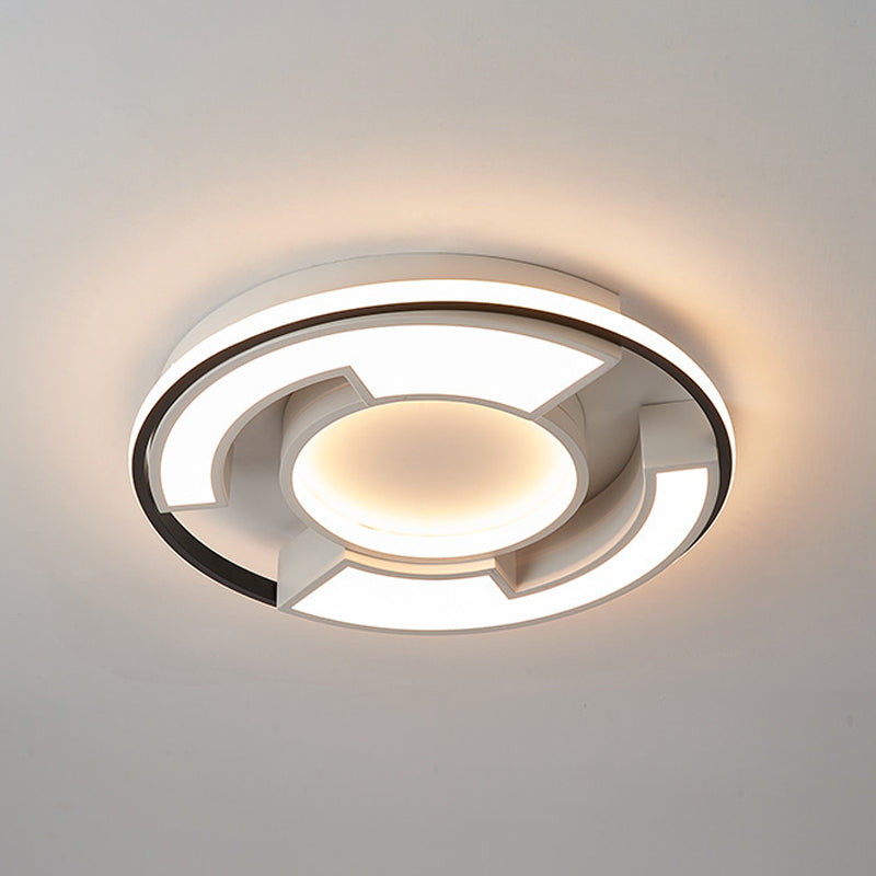 Black/White Circular Flush Mount Light Modern LED Acrylic Ceiling Mounted Fixture, 19"/22" Width Clearhalo 'Ceiling Lights' 'Close To Ceiling Lights' 'Close to ceiling' 'Flush mount' Lighting' 1712484