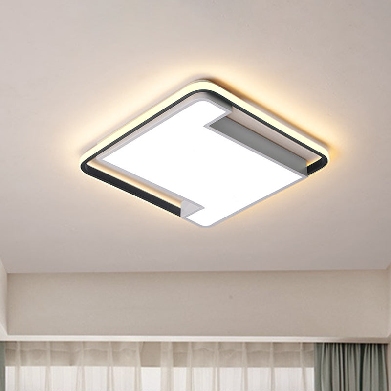 18"/22" Wide Geometry Flush Light Fixture Modern Acrylic Black/White LED Flush Mount Lamp for Bedroom White Clearhalo 'Ceiling Lights' 'Close To Ceiling Lights' 'Close to ceiling' 'Flush mount' Lighting' 1712485