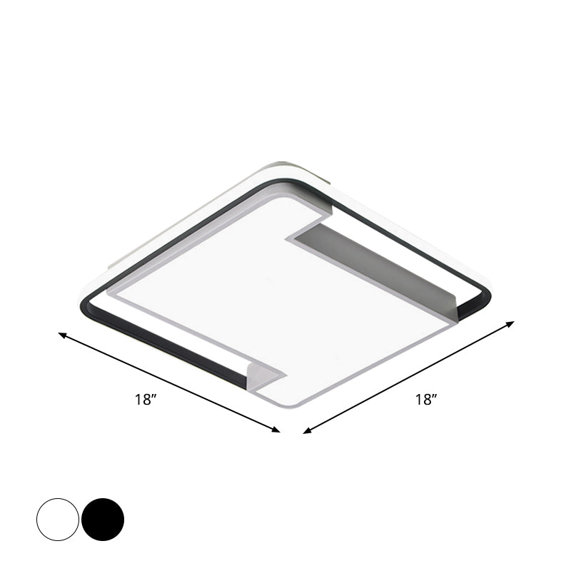 18"/22" Wide Geometry Flush Light Fixture Modern Acrylic Black/White LED Flush Mount Lamp for Bedroom Clearhalo 'Ceiling Lights' 'Close To Ceiling Lights' 'Close to ceiling' 'Flush mount' Lighting' 1712488