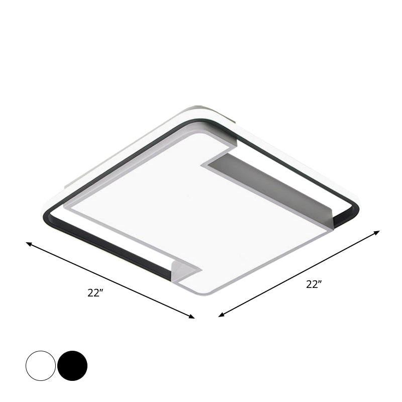 18"/22" Wide Geometry Flush Light Fixture Modern Acrylic Black/White LED Flush Mount Lamp for Bedroom Clearhalo 'Ceiling Lights' 'Close To Ceiling Lights' 'Close to ceiling' 'Flush mount' Lighting' 1712489