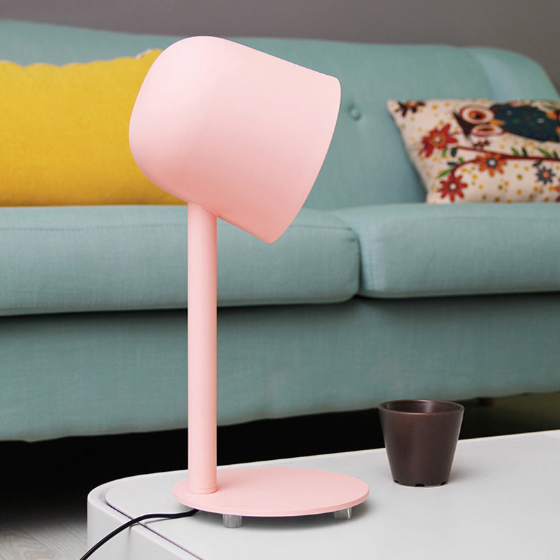 1 Light Study Room Desk Lamp with Dome Metallic Shade Macaron Style Gray/White Desk Lighting Pink Clearhalo 'Lamps' 'Table Lamps' Lighting' 171250