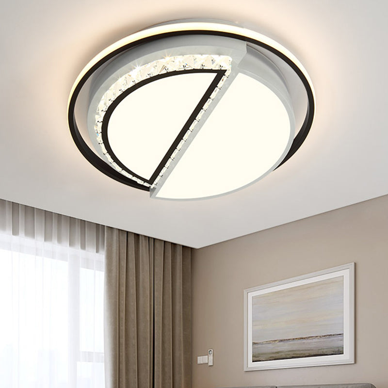 Minimalist Round/Star Ceiling Lamp Crystal Block Sleeping Room LED Flush Mount in Black, Warm/White Light Black Round Clearhalo 'Ceiling Lights' 'Close To Ceiling Lights' 'Close to ceiling' 'Flush mount' Lighting' 1712535