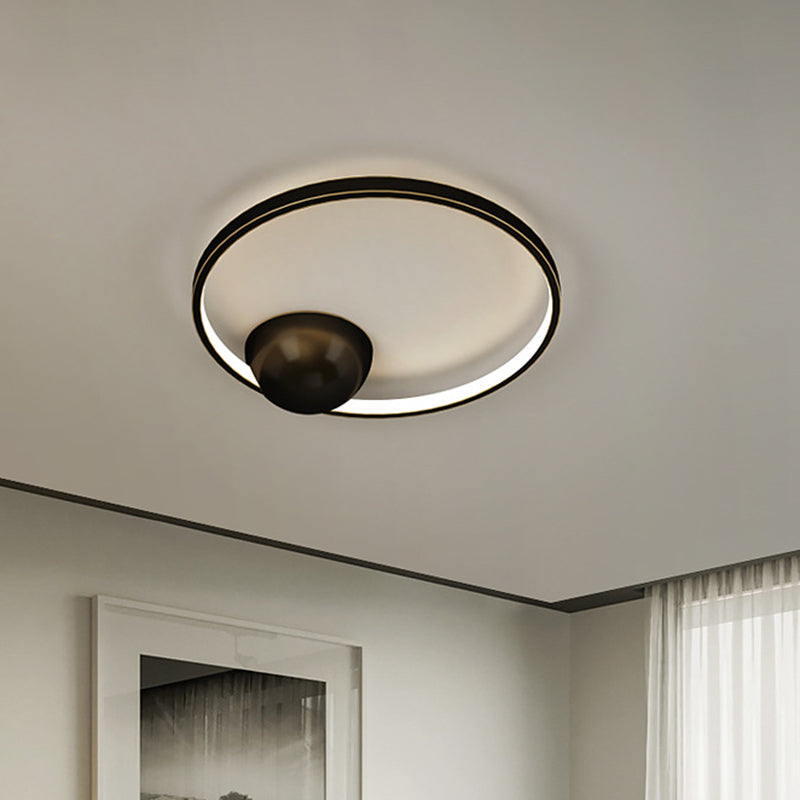 Black/White Circular Flush Ceiling Light Nordic LED Iron Flush Mount Lighting, 17"/20.5" Width Black Clearhalo 'Ceiling Lights' 'Close To Ceiling Lights' 'Close to ceiling' 'Flush mount' Lighting' 1712560