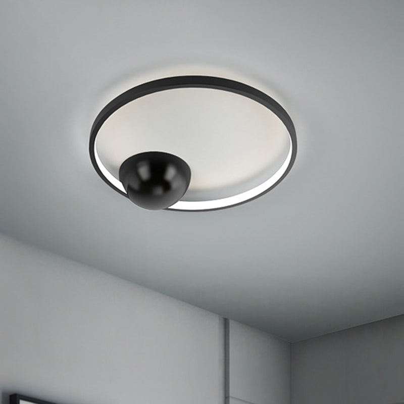 Black/White Circular Flush Ceiling Light Nordic LED Iron Flush Mount Lighting, 17"/20.5" Width Clearhalo 'Ceiling Lights' 'Close To Ceiling Lights' 'Close to ceiling' 'Flush mount' Lighting' 1712561