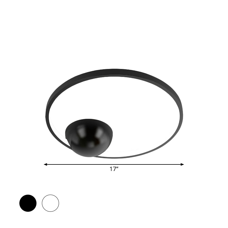 Black/White Circular Flush Ceiling Light Nordic LED Iron Flush Mount Lighting, 17"/20.5" Width Clearhalo 'Ceiling Lights' 'Close To Ceiling Lights' 'Close to ceiling' 'Flush mount' Lighting' 1712563