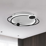 19"/23.5" W Metallic Rounded Flush Light Fixture Modern LED Flush Mount Lamp in Black, Warm/White Light Black Clearhalo 'Ceiling Lights' 'Close To Ceiling Lights' 'Close to ceiling' 'Flush mount' Lighting' 1712569