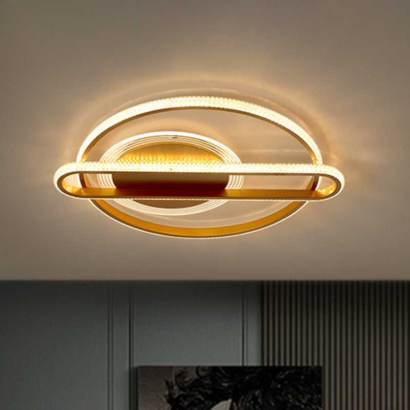 Circular and Oblong Flush Light Fixture Nordic LED Gold Flush Mount Lamp in Warm/White Light, 18.5"/23" W Gold Clearhalo 'Ceiling Lights' 'Close To Ceiling Lights' 'Close to ceiling' 'Flush mount' Lighting' 1712574