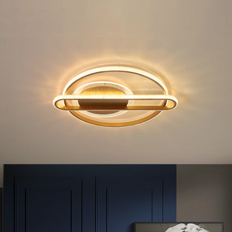 Circular and Oblong Flush Light Fixture Nordic LED Gold Flush Mount Lamp in Warm/White Light, 18.5"/23" W Clearhalo 'Ceiling Lights' 'Close To Ceiling Lights' 'Close to ceiling' 'Flush mount' Lighting' 1712575