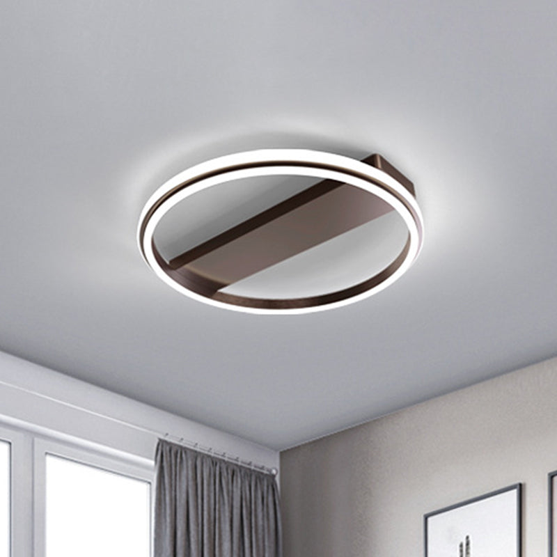 Metal Ringed and Rectangle Flush Mount Lamp Nordic Gold/Coffee LED Flush Ceiling Light, 16.5"/20.5" W Clearhalo 'Ceiling Lights' 'Close To Ceiling Lights' 'Close to ceiling' 'Flush mount' Lighting' 1712580