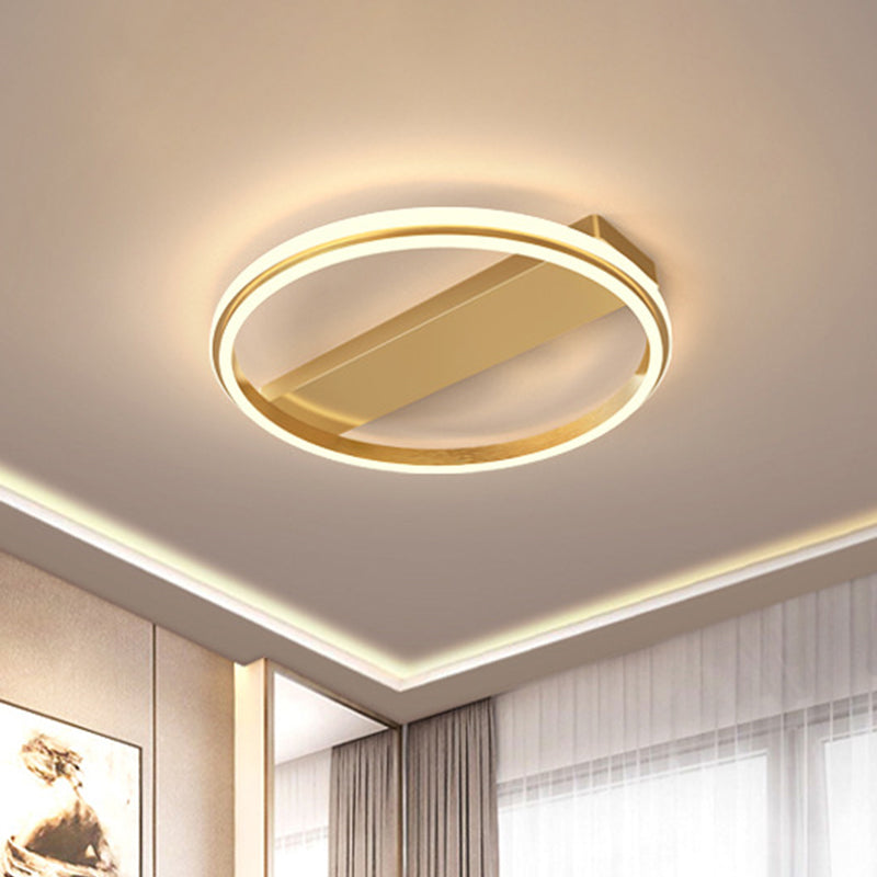 Metal Ringed and Rectangle Flush Mount Lamp Nordic Gold/Coffee LED Flush Ceiling Light, 16.5"/20.5" W Gold Clearhalo 'Ceiling Lights' 'Close To Ceiling Lights' 'Close to ceiling' 'Flush mount' Lighting' 1712584