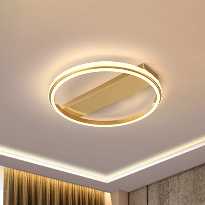 Metal Ringed and Rectangle Flush Mount Lamp Nordic Gold/Coffee LED Flush Ceiling Light, 16.5"/20.5" W Clearhalo 'Ceiling Lights' 'Close To Ceiling Lights' 'Close to ceiling' 'Flush mount' Lighting' 1712585