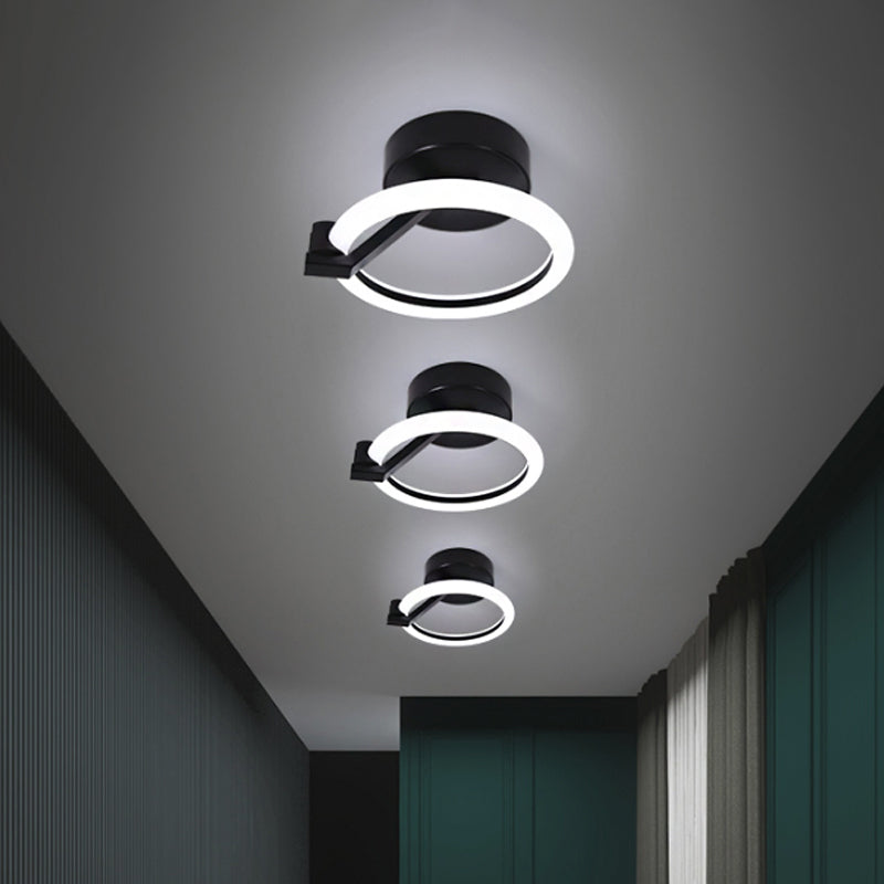 Circular Semi Flush Mount Minimalist Metal Black/Gold LED Flush Light Fixture in Warm/White Light Clearhalo 'Ceiling Lights' 'Close To Ceiling Lights' 'Close to ceiling' 'Semi-flushmount' Lighting' 1712589