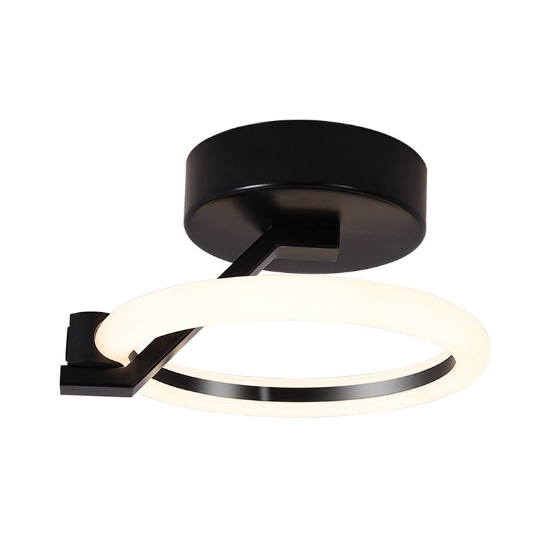 Circular Semi Flush Mount Minimalist Metal Black/Gold LED Flush Light Fixture in Warm/White Light Clearhalo 'Ceiling Lights' 'Close To Ceiling Lights' 'Close to ceiling' 'Semi-flushmount' Lighting' 1712590