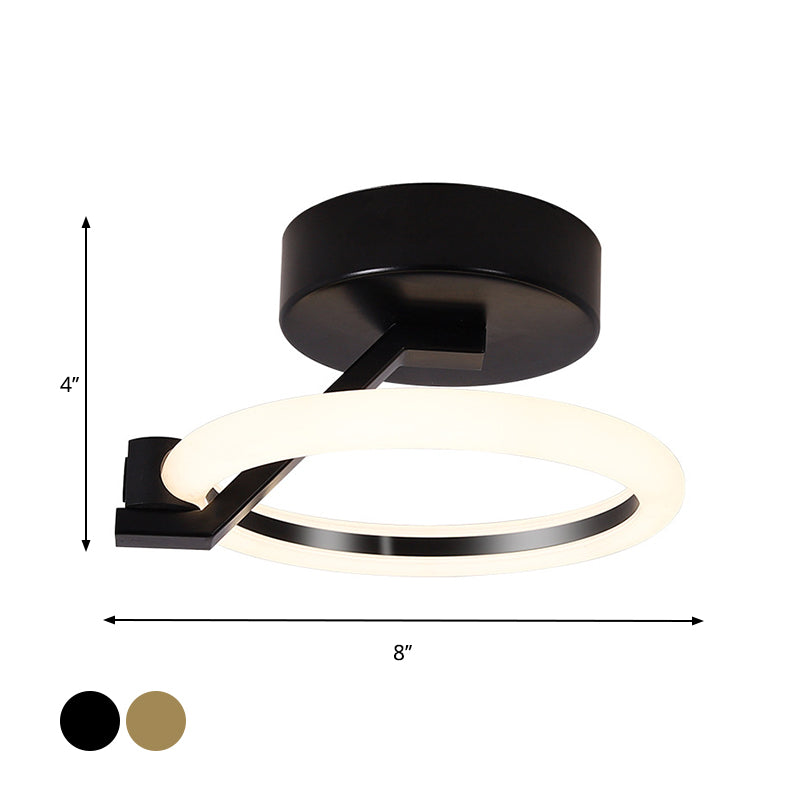 Circular Semi Flush Mount Minimalist Metal Black/Gold LED Flush Light Fixture in Warm/White Light Clearhalo 'Ceiling Lights' 'Close To Ceiling Lights' 'Close to ceiling' 'Semi-flushmount' Lighting' 1712591