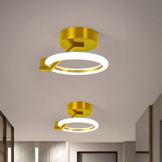 Circular Semi Flush Mount Minimalist Metal Black/Gold LED Flush Light Fixture in Warm/White Light Clearhalo 'Ceiling Lights' 'Close To Ceiling Lights' 'Close to ceiling' 'Semi-flushmount' Lighting' 1712593