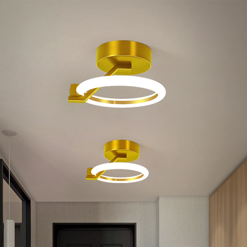 Circular Semi Flush Mount Minimalist Metal Black/Gold LED Flush Light Fixture in Warm/White Light Clearhalo 'Ceiling Lights' 'Close To Ceiling Lights' 'Close to ceiling' 'Semi-flushmount' Lighting' 1712594